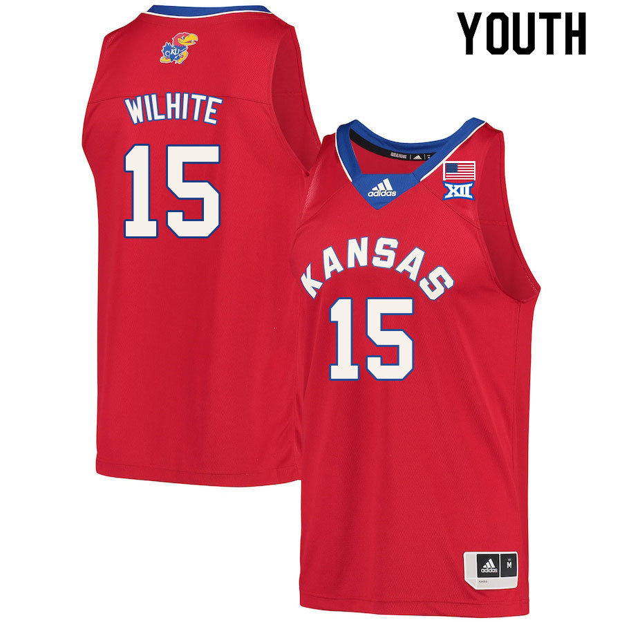 Youth #15 Dillon Wilhite Kansas Jayhawks College Basketball Jerseys Sale-Red